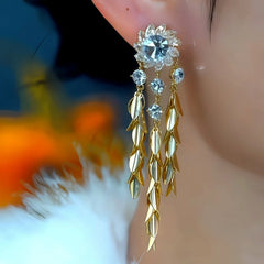 Close-up detail of the sparkling zircons and plating on the Wheat & Flower Tassel