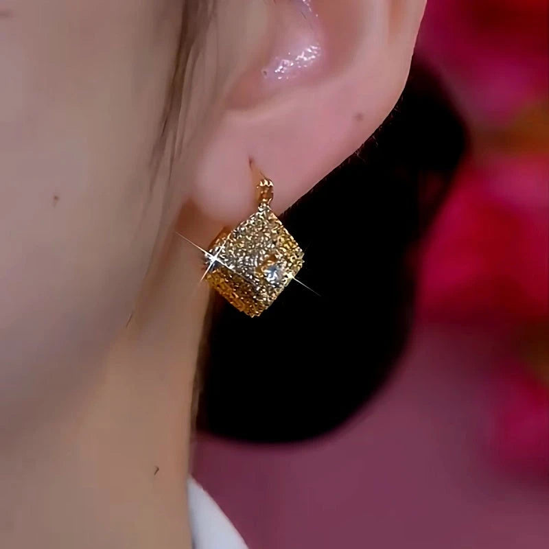 Close-up detail of the sparkling zircons and plating on the Geometric Double-Sided