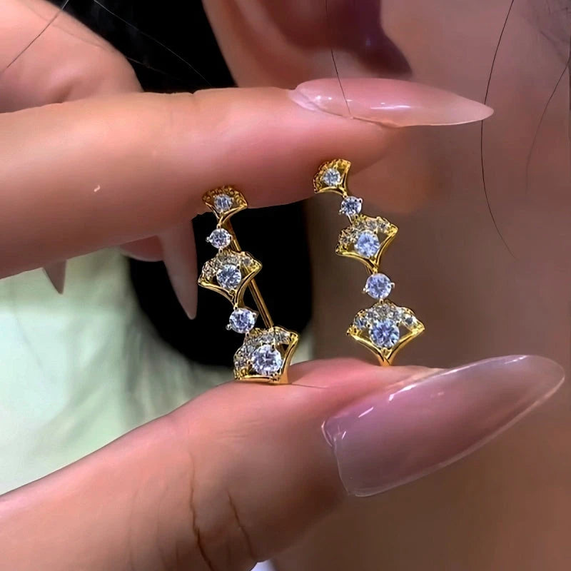 Close-up detail of the sparkling zircons and plating on the Ginkgo Leaf Crawlers