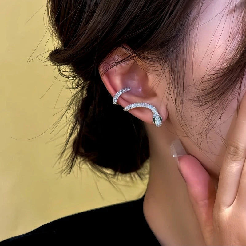 Close-up detail of the sparkling zircons and plating on the Snake Ear Climber
