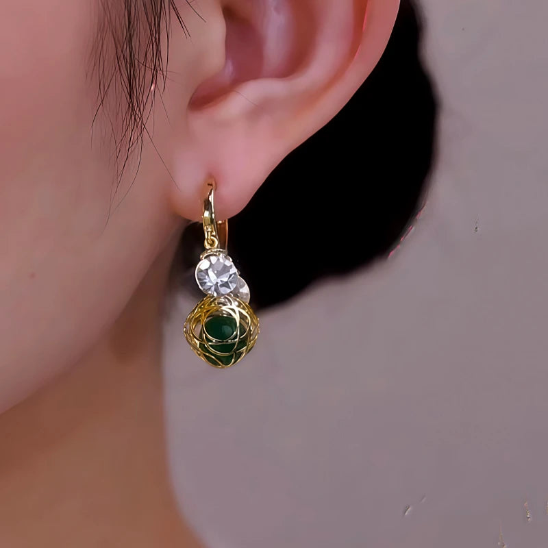 Close-up detail of the sparkling zircons and plating on the Emerald Crystal Ball