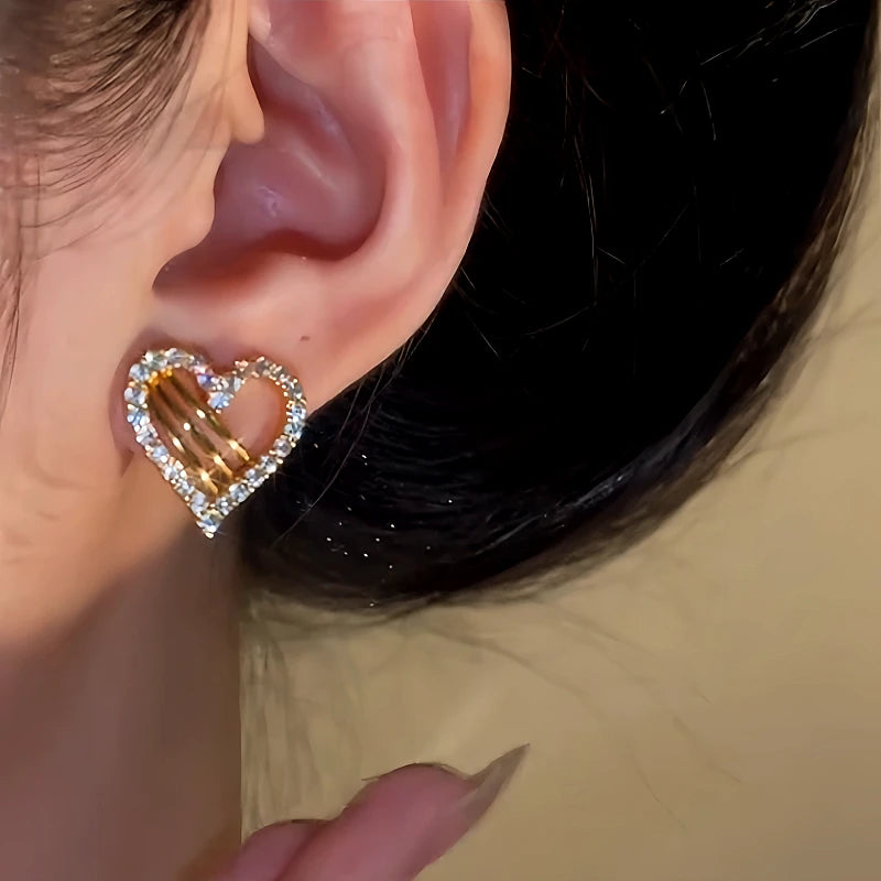 Close-up detail of the sparkling zircons and plating on the Hollow Heart Studs