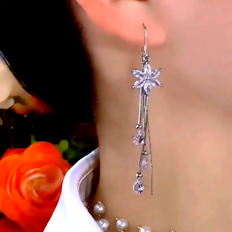 Close-up detail of the sparkling zircons and plating on the Ice Flower Tassel