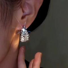 Close-up detail of the sparkling zircons and plating on the Silver Leaf Drops