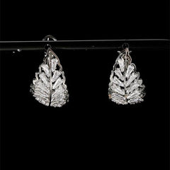 Angled view of the 14K Gold-Plated Zircon Leaf Earrings