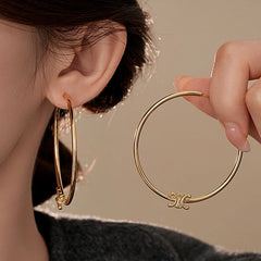 14K Gold-Plated Letter C-Shaped Hoop Earrings - elegant Zircon Letter Hoops