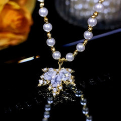 Close-up of the pendant and clasp on the Maple Leaf Lariat