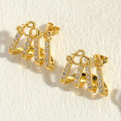 14K Gold-Plated Zircon Multi-Layer LOVE And MAMA Letter Stud Earrings - elegant LOVE MAMA Studs