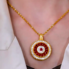 Close-up of the pendant and clasp on the Modern Flower Pendant