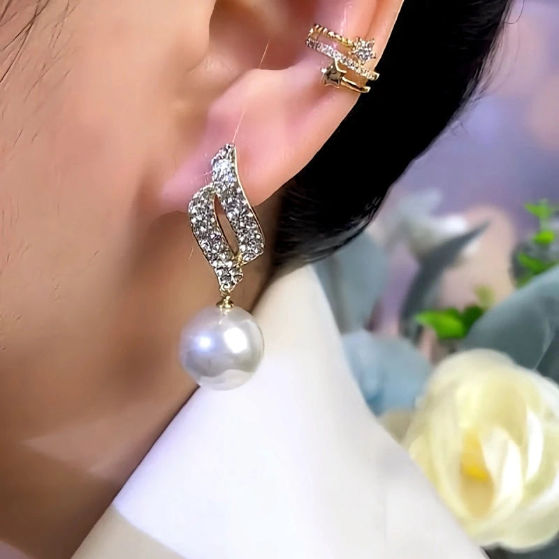 Close-up detail of the sparkling zircons and plating on the Irregular Coin Pearl