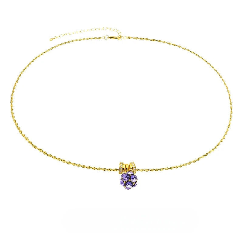 Close-up of the pendant and clasp on the Purple Diamond Necklace