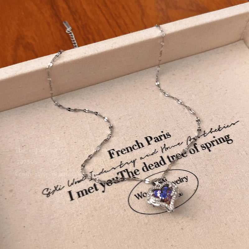 Close-up of the pendant and clasp on the Heart Necklace