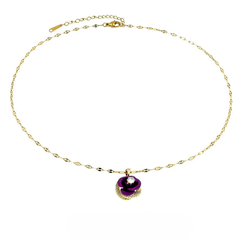 Close-up of the pendant and clasp on the Rose Necklace