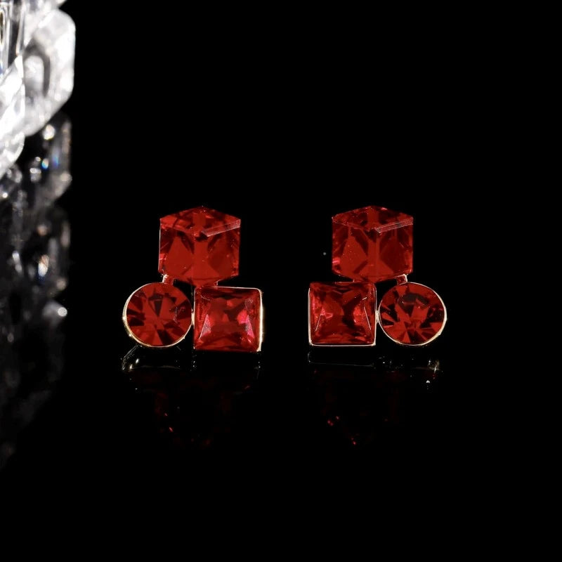 Close-up detail of the sparkling zircons and plating on the Crystal Stud Earrings