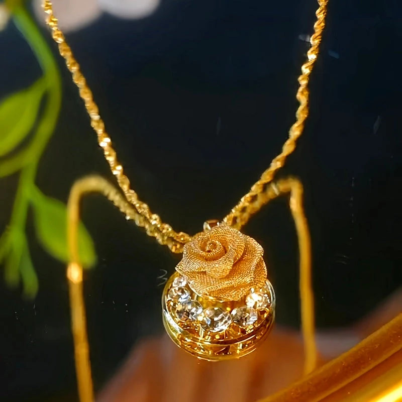 Close-up of the pendant and clasp on the Rose Pendant Necklace