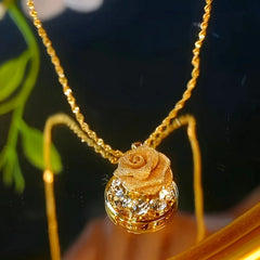Close-up of the pendant and clasp on the Rose Pendant Necklace