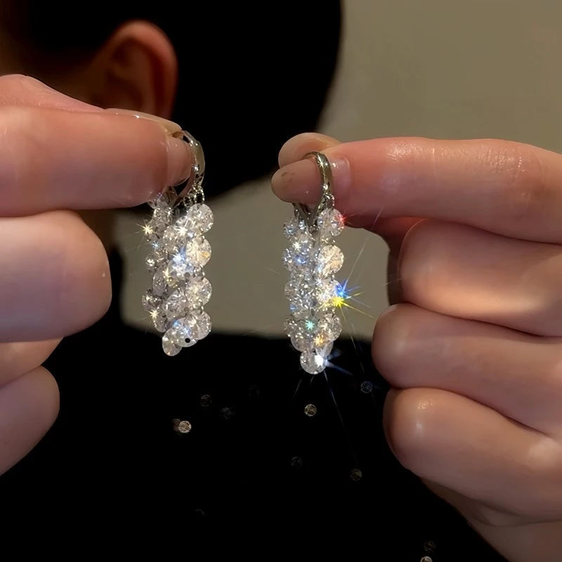 14K Gold-Plated  Zircon Tassel Earrings - elegant gold tassel earrings