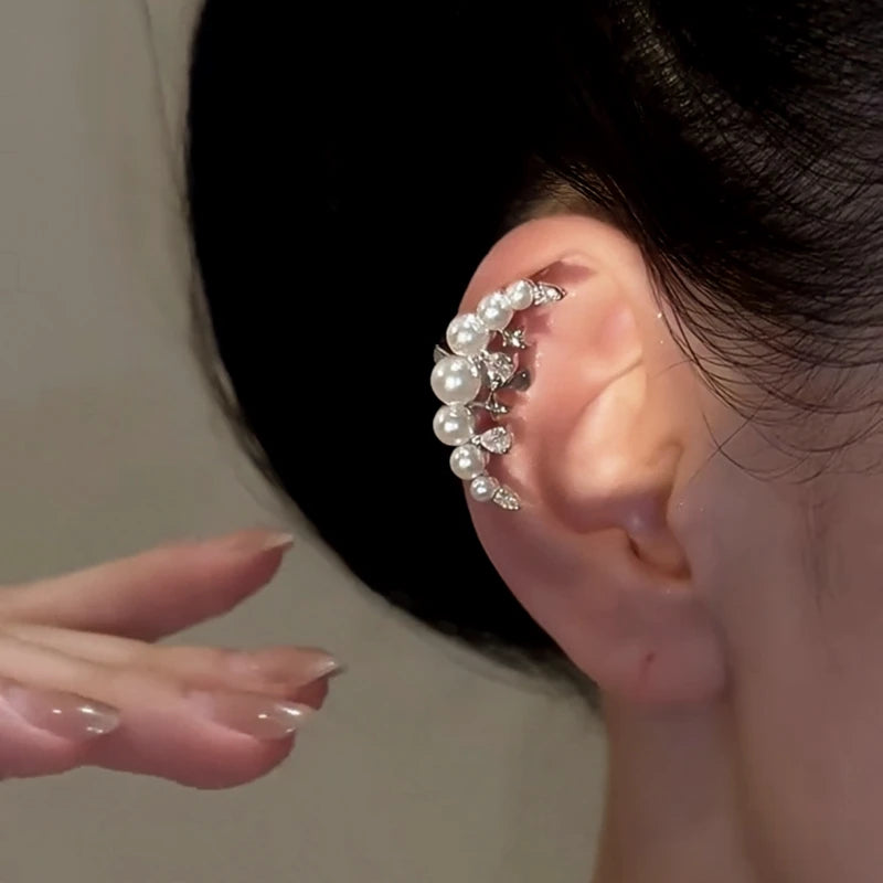 Close-up detail of the sparkling zircons and plating on the Moon And Star Ear Clips