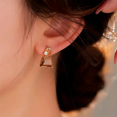 14K Gold-plated Brown Crystal Earrings - elegant Brown Crystal Earrings