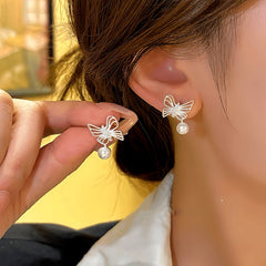 14K Gold-plated Butterfly Bead Earrings - elegant Butterfly Bead Earrings