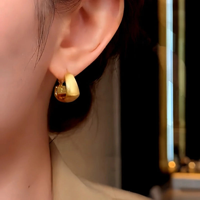 14K Gold-plated Elegant Brushed Heart-Design Earrings - elegant Brushed Heart Earrings