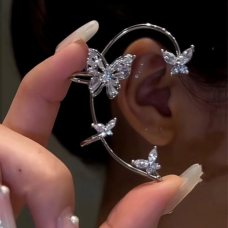 14K Gold-plated Elegant ZIrcon Butterfly Ear Cuffs ( 1 Pair ) - elegant Butterfly Ear Cuffs