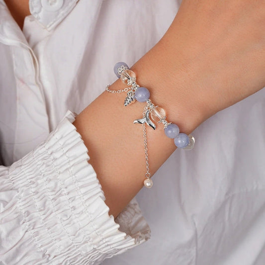 14K Gold-plated Exquisite Cat's Eye Aquamarine Pearl Beaded Bracelets - chic Pearl Beaded Bracelets