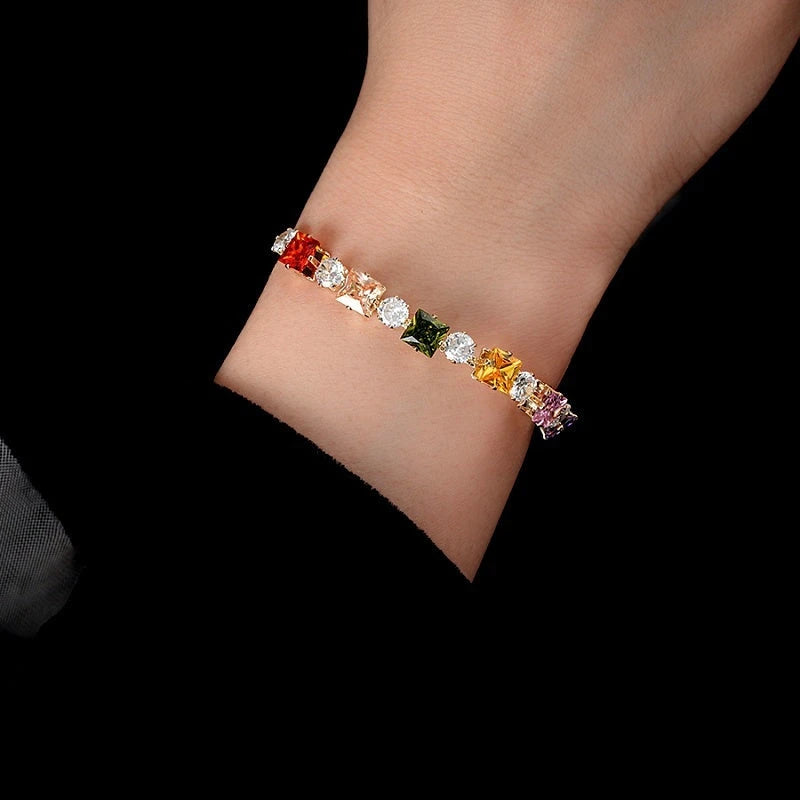 14K Gold-plated Exquisite Colorful Super Flash Zircon Bracelets - chic Colorful Zircon Bracelets