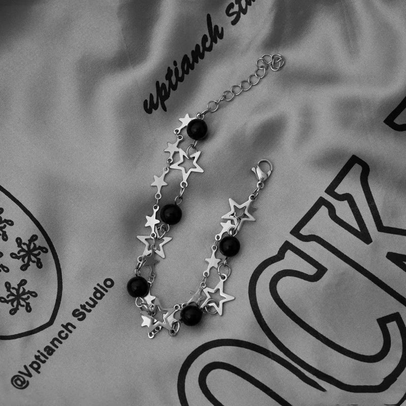 Full view of the elegant 14K Gold-plated Exquisite Hollow Five-Pointed Star Clavicle Bracelet