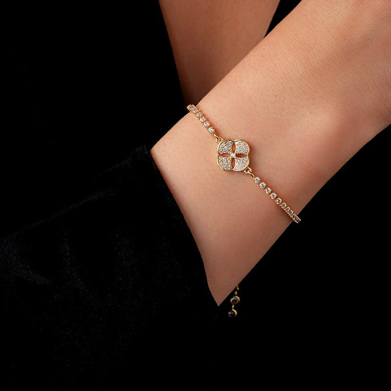 14K Gold-plated Exquisite Zircon Adjustable Fans Bracelets - chic Fans Bracelets