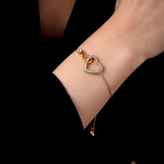 14K Gold-plated Exquisite Zircon Adjustable Heart Bracelet - chic Adjustable Heart Bracelet
