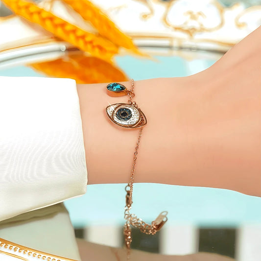 14K Gold-plated Exquisite Zircon Dream Blue Angel Eye Bracelet - chic Angel Eye Bracelet