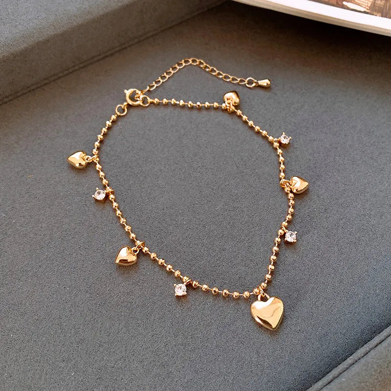 14K Gold-plated Exquisite Zircon Heart Bracelets - chic Zircon Heart Bracelets