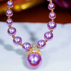 Full view of the elegant 14K Gold-plated Exquisite Zircon Purple Pearl Bracelet