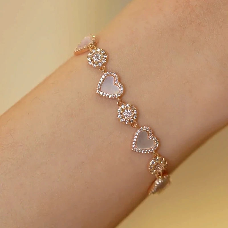 14K Gold-plated Exquisite Zircon Sun Heart Pull-Out Bracelet - chic Sun Heart Bracelet