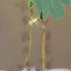 Close-up detail of the sparkling zircons and plating on the Five-Pointed Star Earrings