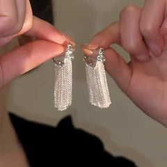 14K Gold-plated Geometric Tassel Earrings - elegant Geometric Tassel Earrings