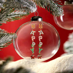 Angled view of the 14K Gold-plated Happy Christmas Diamond Zircon Letter Tassel Earrings