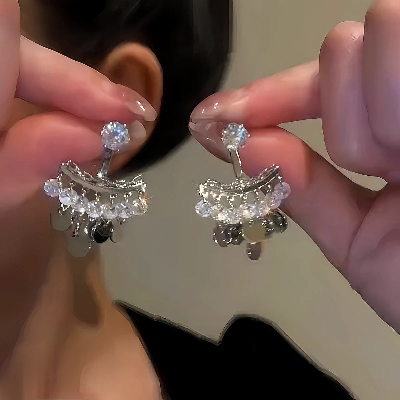 14K Gold-plated Luxury Diamond Bead Tassel Earrings - elegant Bead Tassel Earrings