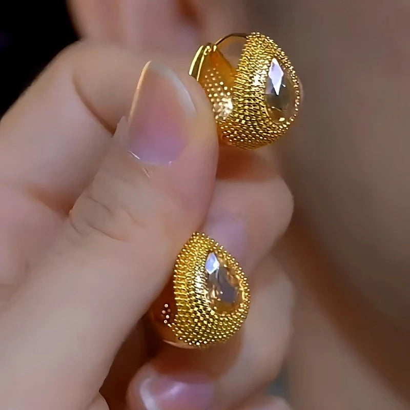 14K Gold-plated Luxury Yellow Diamond Earrings - elegant Yellow Diamond Earrings