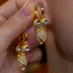 14K Gold-plated Luxury Zircon Mesh Drop Earrings - elegant Zircon Mesh Drop