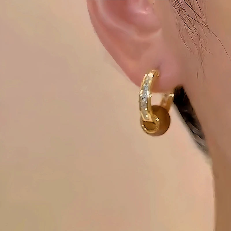 14K Gold-plated Red Zircon Hoop Earrings - elegant Zircon Hoop Earrings