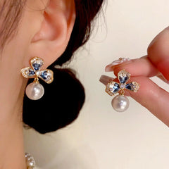 14K Gold-plated Simple Flower Pearl Earrings - elegant Flower Pearl Earrings