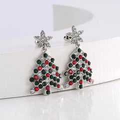 Angled view of the 14K Gold-plated Star Daimond Christmas Tree Earrings