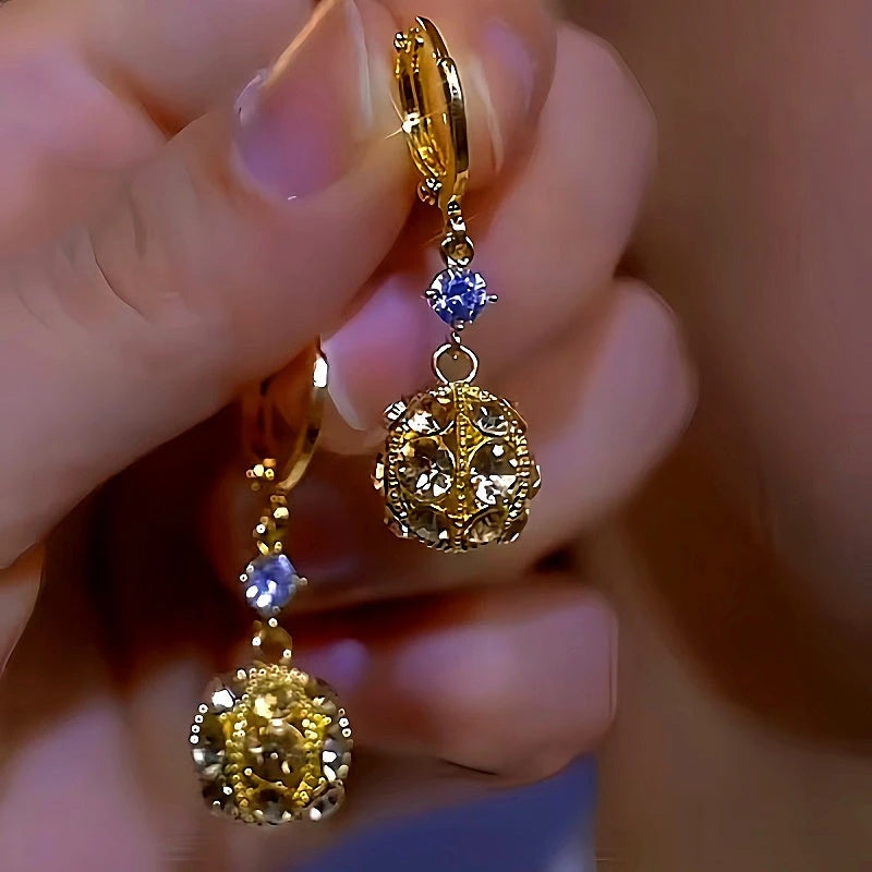 14K Gold-plated Zircon Ball Earrings - elegant Zircon Ball Earrings