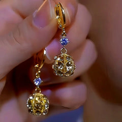 14K Gold-plated Zircon Ball Earrings - elegant Zircon Ball Earrings