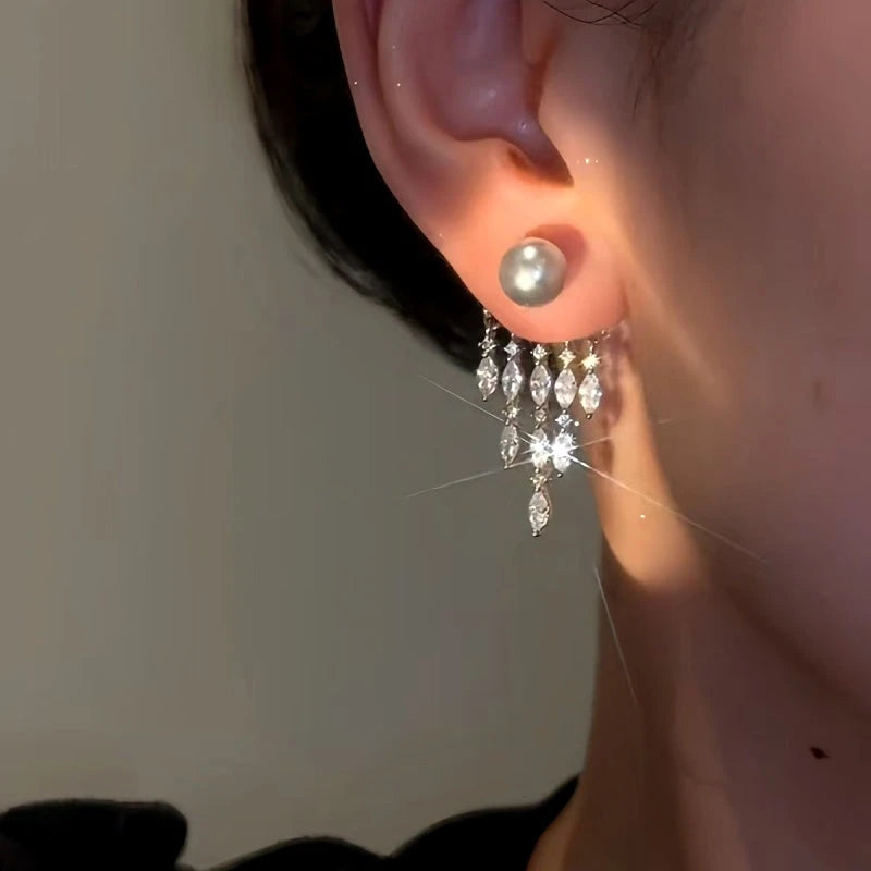 Close-up detail of the sparkling zircons and plating on the Gray Bead Tassel