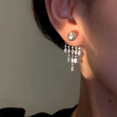 Close-up detail of the sparkling zircons and plating on the Gray Bead Tassel