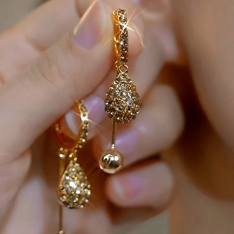 14K Gold-plated Zircon Water Drop Earrings - elegant Water Drop Earrings