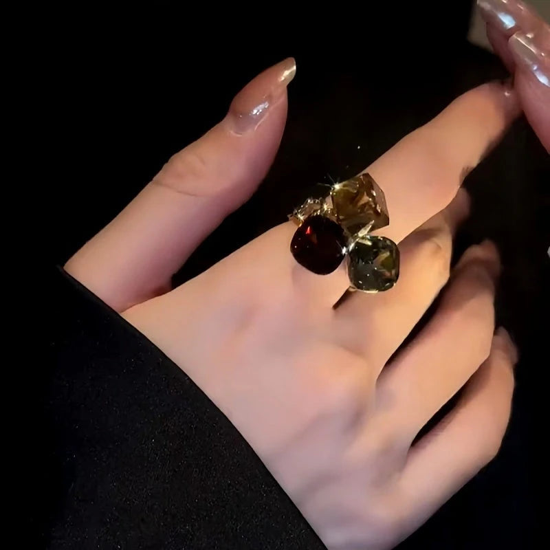 Modern 3D Gold Cube Ring | 14K Gold Plated - stunning Gold Cube Ring